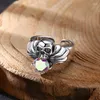 Cluster Rings In Real 925 Sterling Silver Luxury Man Woman Skull Inlaid Big Zircon Ring Jewelry 2024 Accessories R72