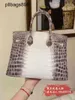 Designer feito à mão 7a bolsa de bolsa de bolas genuínas de couro puro de couro de crocodilo de crocodilo grande Capacaten39i