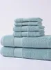 Asciugamano 6/8 pezzi set blu cotone di alta qualità casa di alta qualità el sauna addensata grande bagno grigio 35x35 35x75 80x150