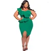 Casual Dresses L-5XL Plus Size Women Clothing 2024 Summer Party Sleeveless Irrgular Strapless Bodycon Split Club Dress Drop