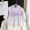 Girl Dresses Girls 'Temperament Love Dress Dress Prprice Summer Little Sweet Round Neck Flower a maniche lunghe