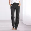 Pantaloni da donna in vita dritta solida e lunghe donne pantaloni cotone elastici casual elastico pantalone