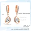 Dangle Ohrringe doppelte faire Marke elegante kubische Zirkonia Drop Rose Gold Farbe Kristall Mode Retro -Schmuck für Frauen dfe685