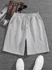 Solid Color Mens Pure Cotton Drawstring Midjesport Shorts 240417