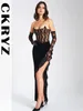 Casual Dresses Ladies Autumn Sleeveless Backless Tube Patchwork Side Slit Sexig Maxi For Women Fashion Evening Party Night Clubwear