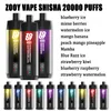 24新しいvape zooy vape shisha 20000パフ20000パフ使い捨てベイプペンプレフィルドベーパーデセチャブルタイプ-Cファクトリー卸売価格