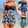 Dames badmode dames zwempak korte jurk tankini met shorts badmode vrouwelijk gewatteerd bedrukt badend zwempak zwemmen strandkleding 2024 zomer