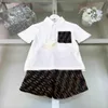 Luxe kinderontwerperkleding Babypakken maat 100-160 cm Polo shirt met korte mouwen en volledige afdruk van letter logo shorts 24April