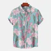 Mäns casual skjortor sommarblomma kort ärm Hawaiian strand man för män blus klänning smal fit rockabilly social harajuku