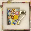 Designer Mugs Cartoon Figure and Flowers Ceramic Mug Creative Niche Café Basse