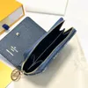 24SS Men's Women Luxury Designer Denim Zipper Purse Classic Interior Slot Pocket Women's Pass Pocket Travel Wallet Coin Wallet 11.5CM