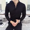 Chemises de robe masculine 2024 Spring 3 Color Stand Collar Shirt High Quality Men Long Slim Fit Casual Casual Black White Red Business