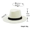 Fashion Summer Women Men Straw Sun Hat With Wide Brim Panama For Beach Fedora Jazz Size 5658CM 240415