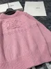 CE Triumph -Bogen Jacquard Pink Pullover für Frauen im Herbst und Winter neu