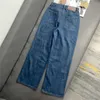 Broderade mönster denim byxor för kvinnor hög midja rak benbyxor designer jeans hiphop långa byxkläder
