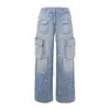 Jeans féminins bleu 2024 vêtements de travail femmes pantalons hauts hauts conception de pantalons déchirés
