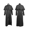 Men's Trench Coats Halloween Priest Costume For Men Retro Middle Ages Pastor Vintage Medieval Clergy Robe Belt Cross Set Party Cosplay