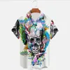 Men's Casual Shirts 2024 Hawaiian Shirt 3D High Definition Digital Print Skull Series Lapel