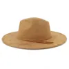 Zamszowy top kapelusz 9,5 cm szerokości brzegi fedora kapelusz mężczyźni kobiety jesienne zima poczuć jazz hats klasyczny kościół fedoras chapau sombrero mjer 240415