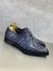 Casual Shoes Authentic Crocodile Skin Hand Painted Men Colorful Dress Genuine Real Alligator Leather Male Lace-up Oxfords