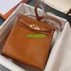 Lederen achterpakket tassen vertrouwde luxe ky handtas 2024 Nieuwe handgemaakte wax thread ado dubbele schouderkoplaag cowhide mode platina tas casu hebben logo hbt11q