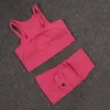 2 PCS Women Sports Bra Set Shorts With Pocket High Waist Sportswear Gym Outfit Workout Cycling Shorts Fitness Yoga Suit Clothes 240407