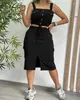 Werkjurken Damescasual trekkoord Pocket Design Cami Top Slit rok Set Temperament pendelende zomer vrouwelijke mode rokken sets