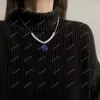 Catene y collana in acciaio in titanio blu quadrati per uomini coppia di fascia alta ragazza piccante dolce e fresca catena di clavicola da donna collo