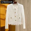 Jackets femininos Design incrível Design maravilhoso Inglaterra Tecido de renda de qualidade feminino Fall Spring White/bege para opções Lady casacats