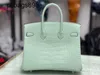 Mulheres Bolsa BRKNS Bolsa Genuíno Couro 7a Handswen Mist Face Crocodile Skin Mint Green 25cm womensocp9