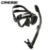 Cressi Diving Mask Swimming Snorkling Set Dry Snorkel Silicone kjol Tempererad glaslins för vuxna Ranger 240410