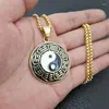 Naszyjniki wisiorek Hip Hop Rock Gold Kolor ze stali nierdzewnej Yin Yang Tai Chi Taiji Geometryczny okrągły naszyjnik dla mężczyzn biżuteria z łańcuchem 24 cali