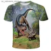 T-shirts Childrens T-shirt Cool Jurassic World Dinosaur T-shirt Boys T-shirt Summer Short sleeved T-shirt Childrens Clothing Girls Top Q240418