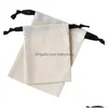 Bolsas de jóias, bolsas de algodão presente com fita 8x10cm Logotipo personalizado maquiagem DString bolsas Drop Drop Packing Display Dhgarden dhxd8