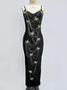 Повседневные платья ailigou 2024 Женская сексуальная V-образная рукавица бриллиантовая сеть бабочка повязка макси длинное платье элегантное знаменитость вечеринка