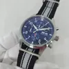 Нарученные часы 43 мм высококачественные мужские мужские автоматические механические часы синие черные нейлоновые пилоты из нержавеющей стали светящиеся