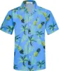 メンズカジュアルシャツ2024サマーハワイアンシャツ3Dフラミンゴパームリーフビーチトロピカルアロハ服