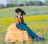 Turkusowa niebieska księżniczka meksykańska Charro Quinceanera sukienki z ramionami marszczenia kwiatowe hafty vestido 15 anos quinceanera
