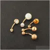 Nombarrau Bouton anneaux en acier inoxydable Ombligo Piercings 14g Rose Gol Vis Piercing NOMBRIL Y FEMMES BODE BODE BIELR