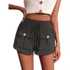 Oversized Women's 2024 Summer New Casual Work Shorts With Loose Pockets And Mid Waist Drawstring