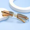 Lunettes de soleil Femmes de style européen américain Forme Rimless Homme Soleil Hip Hop Travelt Femelle Sungass Female