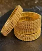 Bracelet 4pcs / lot s Arabie Wedding Gold Bangles pour femmes Dubaï Bride Gift Ethiopian Bracelet Africa Bijoux 24k Charm2571867