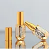 Opslagflessen 6 ml mini spray fles luxe goudplating glazen parfum draagbare hervulbare transparante alcohol mist verstuiver verouderde reizen