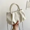 Schoudertassen eenvoudige kettingtouwhandgreep pu lederen mini crossbody met korte handgrepen voor vrouwen 2024 trend luxe mode handtas