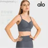 Desginer Aloe Yoga Tanks New Sports Sexy Thin Shoulder Strap Back Breathable Pleated Bra Nude Fitness Suit