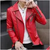 Men'S Leather & Faux Mens Hoo Casual Autumn Slim Fit Handsome Rivet Oblique Zipper Jacket Youth Trendy Motorcycle Pu Drop Delivery App Dhekn