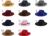 Fashion Filt Jazz Hats Classic tophoeden voor mannen vrouwen elegante solide vilt fedora hat band brede flat rand stijlvolle panama caps fedora5634981