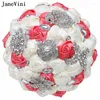 Hochzeitsblumen Janevini Elegante Wassermelonen Elfenbein Kristall Bouquet Fleurs Luxus Perlen Strassbraut Handblume Braut Mariage