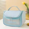 Storage Bags Korean Transparent Makeup Bag Scrub Wash PU Flip Bath PVC Translucent Portable Female Organizer