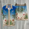 2024 Dos piezas Men Sets Men Clothing Estampado Estampado Fashion Fashion Camiseta Hawaiian Camiseta Floral Beach Camiseta Ropa 240410